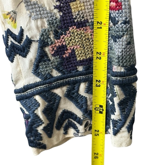 Johnny Was Women’s Nostra Silk Embroidered Oversize Cross Stitch Tunic Blouse S - Picture 6 of 14